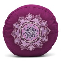 Meditation cushion round purple Om embroidery