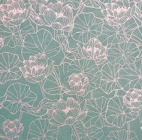 gift wrapping paper small lotusprint turquoise-silver