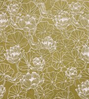 gift wrapping paper small lotus print sage green-white