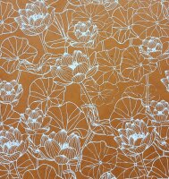 gift wrapping paper small lotus print cinnamon-white
