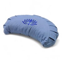 Meditationskissen Halbmond Bestickt Lotus kornblumenblau