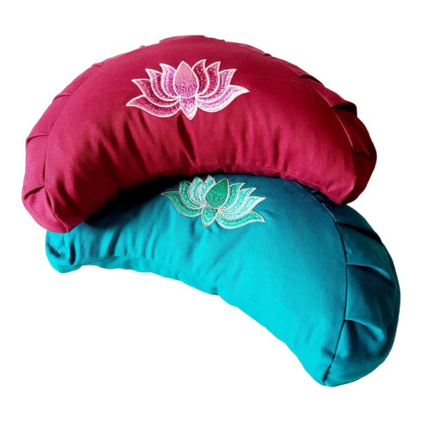 Meditation Cushion Halfmoon with Lotus Embroidery