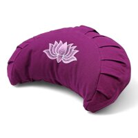 meditation cushion halfmoon purple with lotus embroidery