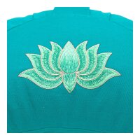 meditation cushion halfmoon petrol with lotus embroidery