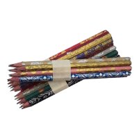 wooden pencil 10 pcs wrapped in handprinted daphne paper