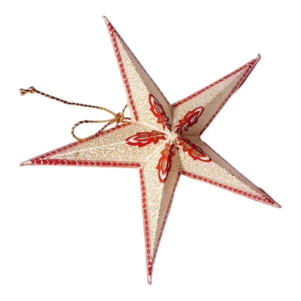 Deco star printed white-red