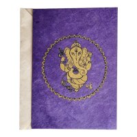 Greeting card Ganesha purple with bodhi leaf garland